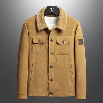 Мужская бархатная утолщенная вельветовая куртка для людей среднего возраста и молодежи, теплый кардиган большого размера, модная куртка в корейском стиле M