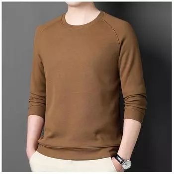 Мужская бархатная вафельная толстовка с разрезом на плече для молодежи и людей среднего возраста, теплая вышитая круглая горловина с длинными рукавами M