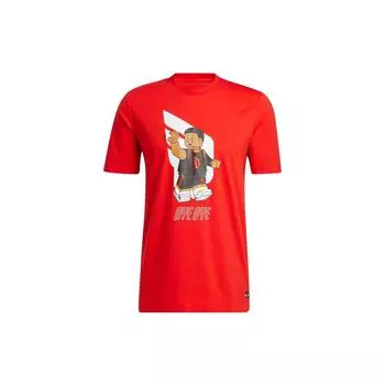 Мужская баскетбольная футболка с короткими рукавами Adidas X Lego Dame Fun Brick Print, красная HA7056 XL