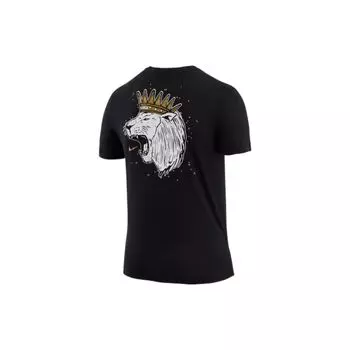 Мужская баскетбольная футболка с короткими рукавами Nike Dri-Fit Lebron с нарисованной вручную короной и животным принтом, черные DR1292-011 M