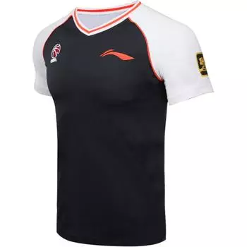 Мужская баскетбольная майка Li Ning CBA Series 24 Season Color Block с круглым вырезом и коротким рукавом, черная ATSUA31-1 M