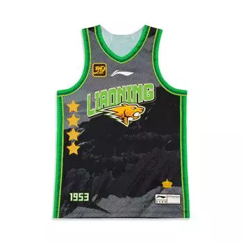 Мужская баскетбольная майка Li Ning CBA Series 24-25 сезона Liaoning Shenyang Fans Edition с буквенным принтом и V-образным вырезом, с номером, черная AAYU537-1 M