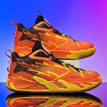 Мужская баскетбольная обувь, дышащая обувь с высоким берцем, повседневная спортивная обувь со звуком трения в стиле граффити 36