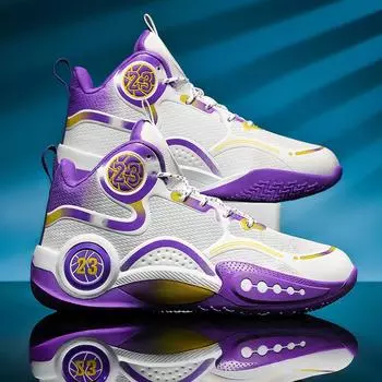 Мужская баскетбольная обувь, нескользящая мужская спортивная баскетбольная обувь, уличная кожаная спортивная обувь 36