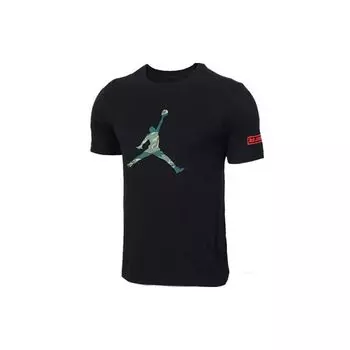 Мужская баскетбольная спортивная футболка с коротким рукавом Air Jordan с логотипом Jumpman, черная AT9181-010 XS