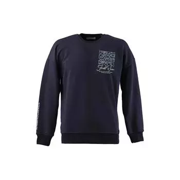 Мужская базовая толстовка с круглым вырезом и принтом цвета индиго