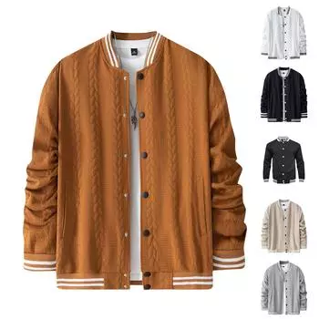 Мужская бейсбольная форма, однотонная, воротник-стойка, повседневная, с открытыми плечами, однобортная куртка XXL
