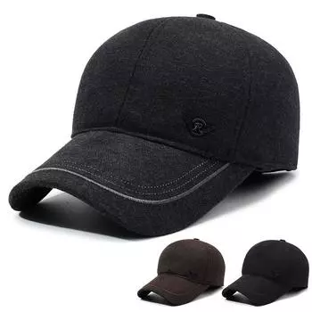 Мужская бейсбольная кепка осень-зима, бархатная защитная кепка для ушей, теплая хлопковая кепка для пап среднего и пожилого возраста серый