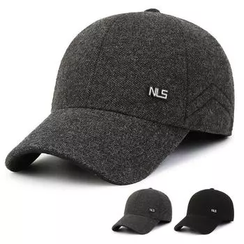 Мужская бейсбольная кепка среднего возраста, теплая бархатная кепка, осень-зима, уличная хлопковая кепка с защитой ушей, толстая кепка с козырьком серый
