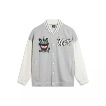 Мужская бейсбольная куртка Li Ning Badfive American Vintage Print Letter с серым принтом AJDT773-2 M