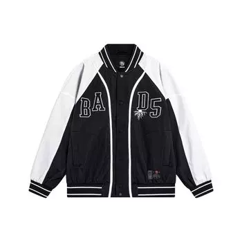 Мужская бейсбольная куртка Li Ning Badfive Series Color Block Loose, черная AFDT437-5 S