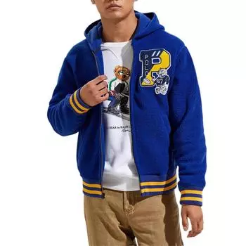 Мужская бейсбольная куртка Polo Ralph Lauren Tiger Letter с вышитыми буквами из флиса и капюшоном, синяя 710775932-001 M
