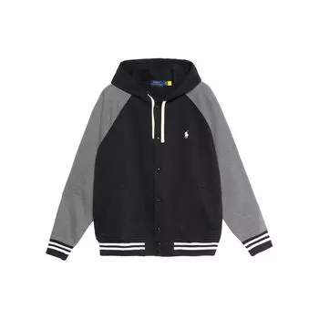 Мужская бейсбольная куртка Polo Ralph Lauren Plain Knit Fleece Logo с вышитым капюшоном и длинным рукавом, черная 710850315-001 S