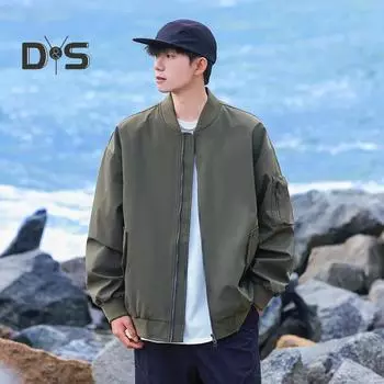 Мужская бейсбольная куртка с полной молнией, легкая, однотонная, с двумя боковыми карманами, повседневная куртка для активного отдыха, весна и осень, топы для повседневной носки M розовый