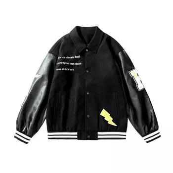 Мужская бейсбольная куртка с трехмерным рисунком, мужская модная шерстяная куртка с цветовым сочетанием, качественное флокирование M