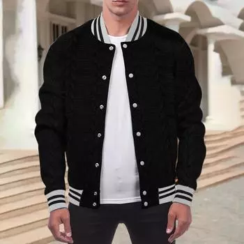 Мужская бейсбольная куртка весна-осень с грудкой, модная мужская однотонная бейсбольная куртка-кардиган M кофейный