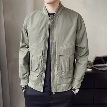 Мужская бейсбольная одежда с несколькими карманами, ветрозащитная повседневная деловая куртка XXXL чёрный