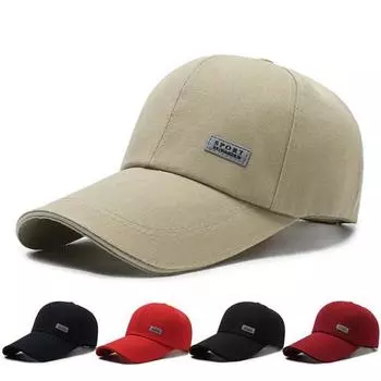 Мужская бейсбольная шляпа с длинными жесткими полями, однотонная солнцезащитная кепка с защитой от УФ-лучей, регулируемый хвост с отверстием, повседневная кепка от солнца в стиле хип-хоп на открытом воздухе темно-синий