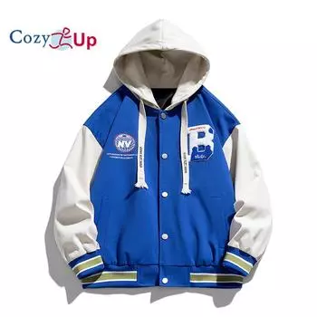 Мужская бейсбольная университетская куртка Cozy Up с капюшоном, белая M чёрный