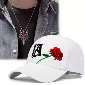 Мужская бейсболка из 2 предметов, вышитая, регулируемая, в стиле хип-хоп, кепка с подвеской в виде креста с двумя драконами, комплект из спортивной повседневной модной шляпы от солнца чёрный