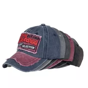 Мужская бейсболка из стираной ткани на весну и лето, модная универсальная повседневная бейсболка с вышитыми буквами Adjustable чёрный