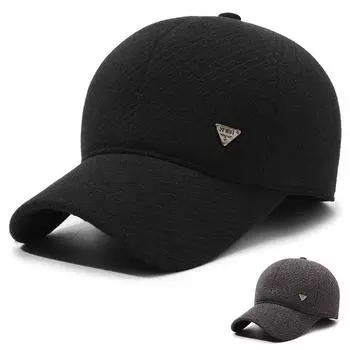 Мужская бейсболка из утолщенного хлопка, универсальная повседневная кепка для защиты от холода, для людей среднего и пожилого возраста, термокепка Adjustable серый