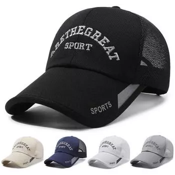Мужская бейсболка, летняя дышащая сетчатая кепка, уличная быстросохнущая кепка, солнцезащитная шляпа с вышивкой букв серый