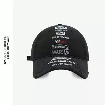 Мужская бейсболка оригинального дизайна, модный бренд, алфавит, тяжелая промышленность, вышивка, европейская и американская уличная мода, рваная кепка для женщин M56-58cmWAS чёрный