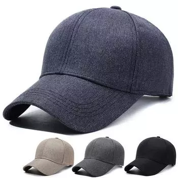 Мужская бейсболка Plus Velvet Striped Baseball Cap — большой размер, дизайн Duckbill, коллекция осень/зима 2024 хаки