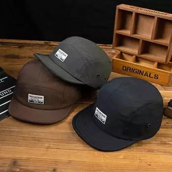 Мужская бейсболка с короткими полями, быстросохнущая, женская летняя универсальная кепка Tide Street Hip Hop Patch M56-58cm чёрный