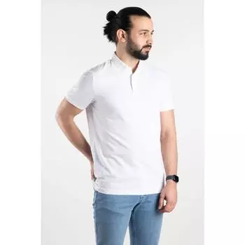 Мужская белая футболка с воротником-поло