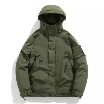 Мужская белая куртка на утином пуху, теплая толстая куртка-пуховик с капюшоном, повседневное пальто, зимняя теплая парка для мужчин XXL белый