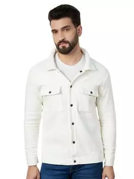 Мужская белая куртка с двумя накладными карманами S белый