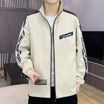 Мужская белая куртка с воротником-стойкой, повседневная куртка на весну и осень, корейская версия, модная мужская одежда M хаки