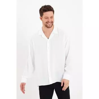 Мужская белая льняная свободная рубашка свободного покроя Aerobin