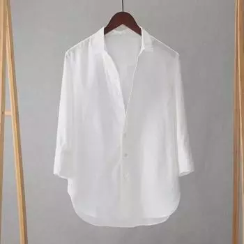 Мужская белая рубашка из хлопка и льна Ice Silk со средним рукавом — легкая, дышащая, летняя, свободного кроя 5XL