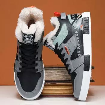 Мужская белая спортивная обувь, повседневная обувь, уличные кроссовки для бега, обувь для студентов, зимняя обувь больших размеров, высокие кеды EU: 39