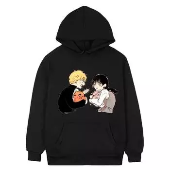 Мужская бензопила, аниме, одежда Denji и Mitaka Asa, пуловеры с капюшоном и принтом для мужчин и женщин, удобная толстовка в стиле Харадзюку, уличная одежда унисекс L белый