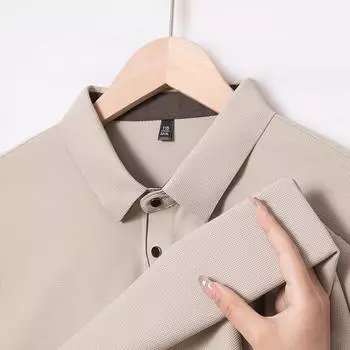 Мужская бесшовная рубашка поло с длинными рукавами, свободная рубашка с лацканами средней длины, футболка M