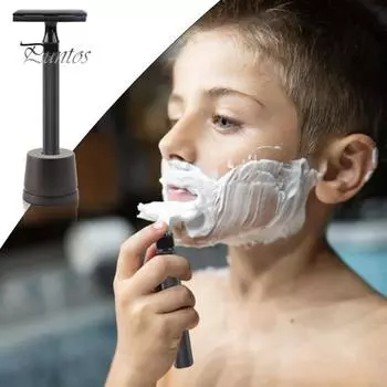 Мужская безопасная бритва с подставкой, щетка для чистки лезвий из нержавеющей стали, двусторонняя портативная дорожная инструкция, мужская бритва для бритья, подарок отцу и мужу A