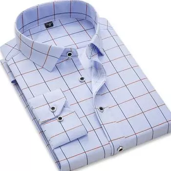 Мужская блузка с принтом, модная рубашка, тонкие офисные классические рубашки, блузка с длинными рукавами, 4XL, большие размеры S синий