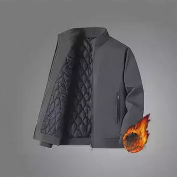 Мужская большая бархатная утолщенная куртка с воротником-стойкой - модное пальто для пап на осень и зиму L