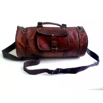 Мужская большая коричневая кожаная дорожная сумка для спортивного инвентаря Большая сумка Goat 20 x 8 x 8 in коричневый