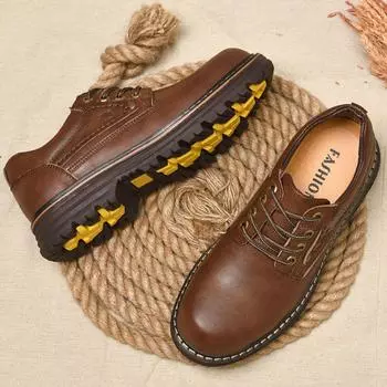 Мужская большая кожаная обувь из натуральной кожи в стиле ретро, осень 38