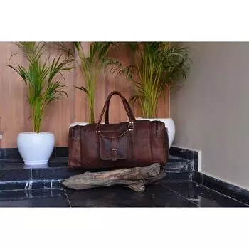Мужская большая винтажная дорожная сумка из натуральной козьей кожи для путешествий, спортзала, выходного дня, ночная сумка 30 x 11 x 11 in коричневый