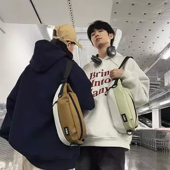 Мужская большая вместительная нагрудная сумка с цветными блоками, женская сумка через плечо, сумка для мобильного телефона чёрный