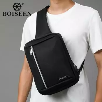 Мужская большая вместительная сумка через плечо с USB-зарядкой, деловая сумка через плечо со светоотражающей полосой, черная сумка на одно плечо