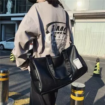 Мужская большая вместительная сумка через плечо из искусственной кожи, корейская версия, классная дорожная сумка через плечо для студентов, спортивная сумка для фитнеса (30cm<Max Length<50cm)