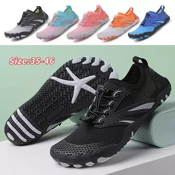 Мужская босиком аква-обувь Женская пляжная водная обувь Быстросохнущие сандалии для плавания Дренажная обувь для плавания вверх по течению Кроссовки для фитнеса Йога Дайвинг Пеший туризм Серфинг Кемпинг 35 оранжевый