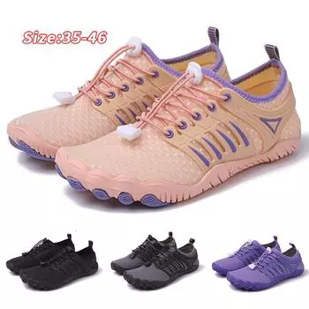 Мужская босиком аква-обувь Женская пляжная водная обувь Быстросохнущие сандалии для плавания Дренажная обувь для плавания вверх по течению Кроссовки для фитнеса Йога Дайвинг Пеший туризм Серфинг Кемпинг 35 розовый